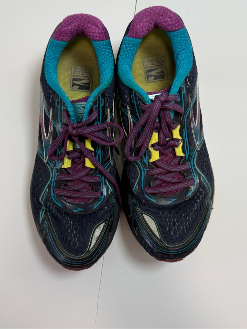 Brooks ghost Women's Running Shoes - Navy with Purple and Teal size 8